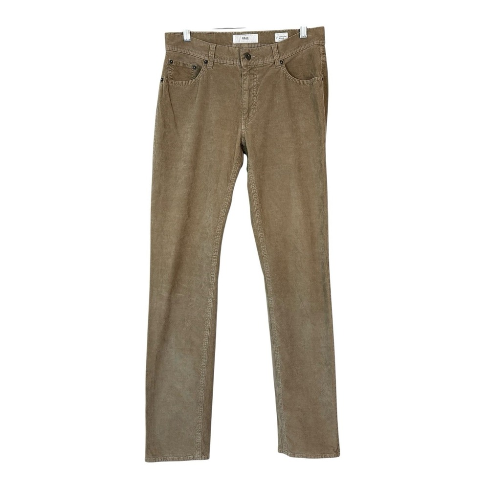Brax Cooper Fancy Regular Fit Straight Leg Pants Mens Sz 32X33 Micro Cord Tan